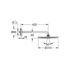 Grohe Rainshower - Douche de tête, diamètre 310 mm, bras de douche 422 mm, chrome 26257000