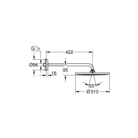 Grohe Rainshower - Douche de tête, diamètre 310 mm, bras de douche 422 mm, chrome 26257000