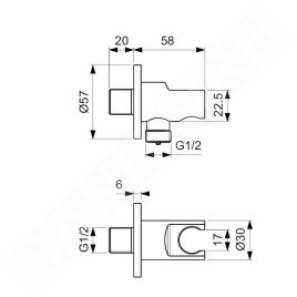 Ideal Standard Idealrain - Support de douche avec connecteur, noir BC807XG