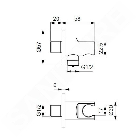 Ideal Standard Idealrain - Support de douche avec connecteur, noir BC807XG