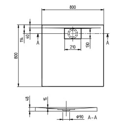 Villeroy & Boch Architectura MetalRim - Receveur de douche, 800x800 mm, VilboGrip, blanc alpin UDA8080ARA148GV-01