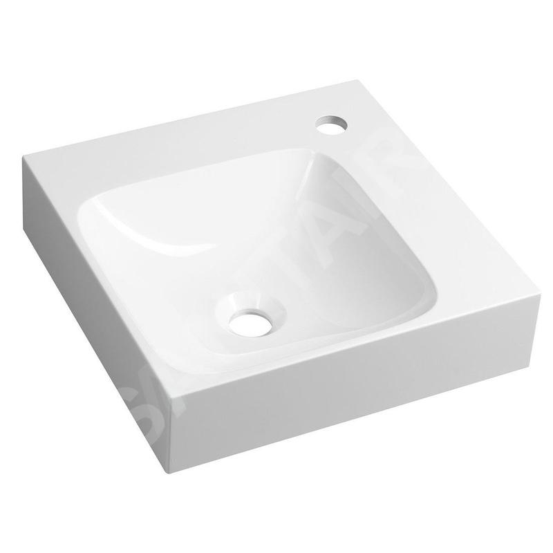 Sapho Lavabos - Lave-main 40x40 mm, sans trop-plein, trou pour robinet, blanc EN040R