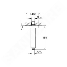 Grohe Rainshower - Bras de douche de plafond, 154 mm, chrome 27711000