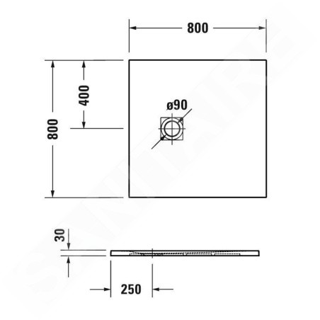 Duravit Sustano - Receveur de douche 800x800 mm, DuraSolid, blanc mat 720269740000000