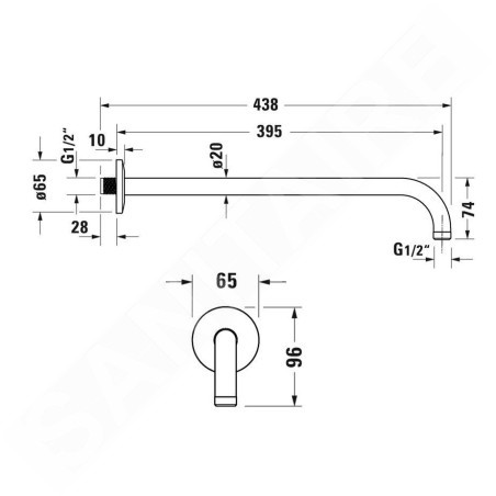 Duravit Accessoires - Bras de douche 410 mm, noir mat UV0670028046