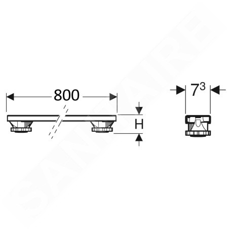 Geberit Accessoires - Set pour montage brute 800 mm, hauteur 6-12 cm, pour bacs à partir de 1400 mm 554.962.00.1