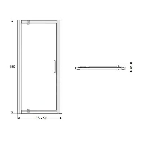 Geberit GEO - Porte de douche, 90x190 cm, argent/verre clair 560.125.00.2