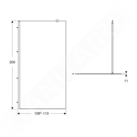 Geberit GEO - Paroi de douche Walk-In, 110x200 cm, argent/verre clair 560.149.00.2