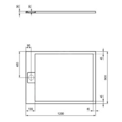 Ideal Standard i.Life - Receveur de douche 120x90 cm, Anti-Slip, noir T5221FV
