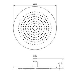 Ravak Douches - Pomme de douche, diamètre 25 cm, graphite brossé X07P699