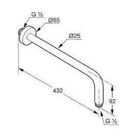 Kludi A-Qa - Bras de douche 400 mm, chrome 6651405-00