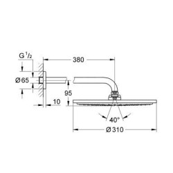 Grohe Rainshower - Douche de tête Cosmopolitan 310 avec bras de 380 mm, 1 jet, supersteel 26066DC0