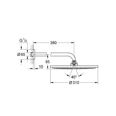 Grohe Rainshower - Douche de tête Cosmopolitan 310 avec bras de 380 mm, 1 jet, supersteel 26066DC0