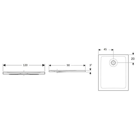 Geberit Nemea - Receveur de douche 1200x900 mm, blanc brillant 550.576.00.1
