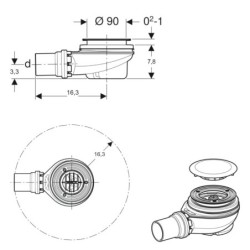 Geberit Accessoires - Kit de vidange, avec couvercle de soupape de vidange, chrome brillant 150.552.21.1