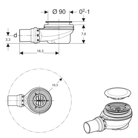 Geberit Accessoires - Kit de vidange, avec couvercle de soupape de vidange, chrome brillant 150.552.21.1