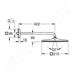 Grohe Rainshower - Douche de tête 310, Mono Cube 9,5 l/min, 1 jet, bras de douche 42 cm, Warm Sunset brossé 26564DL0