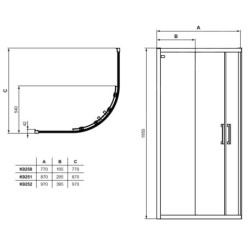 Ideal Standard Connect 2 - Cabine de douche 900x900 mm, noir / verre clair K9251V3