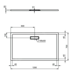Ideal Standard Ultra Flat New - Receveur de douche 1200x700 mm, blanc T447601