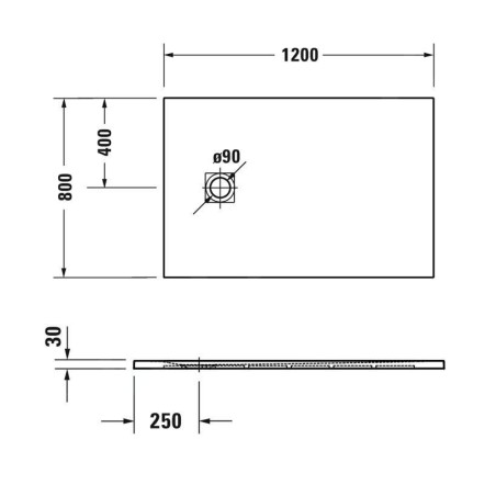 Duravit Sustano - Receveur de douche 1200x800 mm, DuraSolid, blanc mat 720276740000000