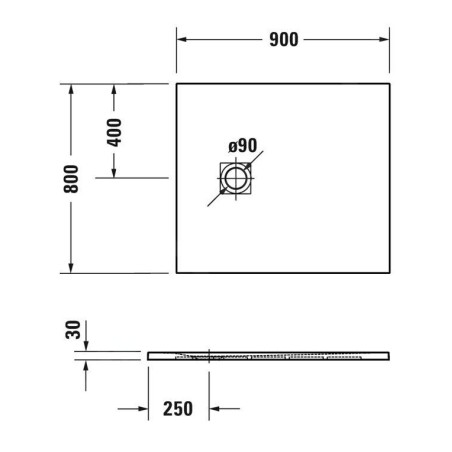 Duravit Sustano - Receveur de douche 900x800 mm, blanc mat 720270740000000