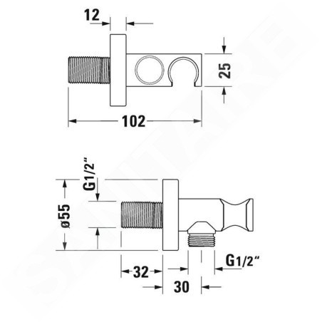 Duravit Accessoires - Coude de raccordement avec support, chrome UV0630009010