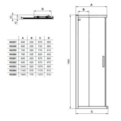 Ideal Standard Connect 2 - Porte de douche coulissante, 2 pièces, 700 mm, silver bright/verre clair K9257EO