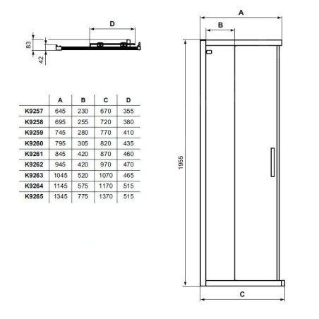 Ideal Standard Connect 2 - Porte de douche coulissante, 2 pièces, 700 mm, silver bright/verre clair K9257EO