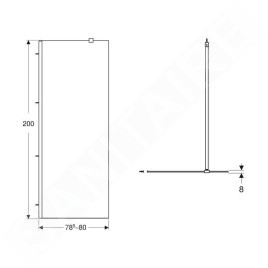 Geberit GEO - Paroi de douche Walk-In, 80x200 cm, argent/verre clair 560.119.00.2