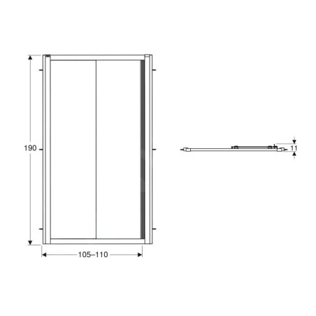 Geberit GEO - Porte de douche 110x190 cm, argent/verre clair 560.143.00.2