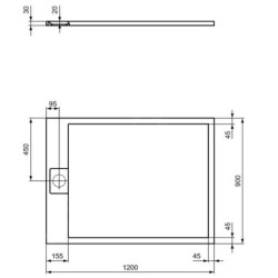 Ideal Standard i.Life - Receveur de douche 120x90 cm, Anti-Slip, gris T5221FS