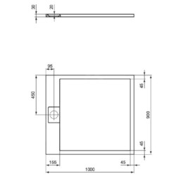 Ideal Standard i.Life - Receveur de douche 100x90 mm, Anti-Slip, blanc T5231FR