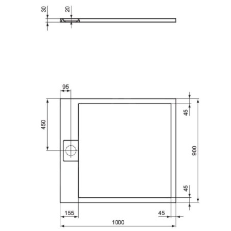 Ideal Standard i.Life - Receveur de douche 100x90 mm, Anti-Slip, blanc T5231FR