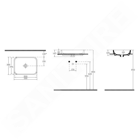Sapho Isvea Sott - Lavabo Aqua, 500x380 mm, blanc 10SQ51050