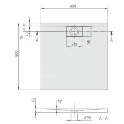 Villeroy & Boch Architectura MetalRim - Receveur de douche, 900x900 mm, VilboGrip, blanc alpin UDA9090ARA148GV-01