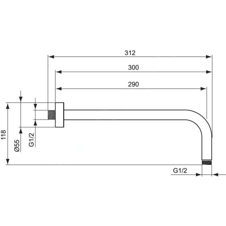 Ideal Standard Idealrain - Bras de douche 300 mm, chrome B9444AA