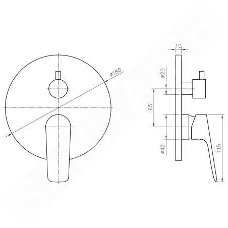 Bruckner Schmitz - Mitigeur encastrable, pour 2 sorties, chrome 863.042.1