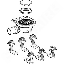 Geberit Setaplano - Garniture de vidange de douche avec 6 pieds pour baignoire de douche Setaplano, hauteur du bouchon : 50 mm