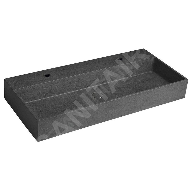 Sapho Quadrado - Double-lavabo 960x440 mm, sans trop-plein, 2 trous pour robinet, granit noir AR473 Sapho Quadrado - Double-lavabo 960x440 mm, sans trop-plein, 2 trous pour robinet, granit noir AR473
