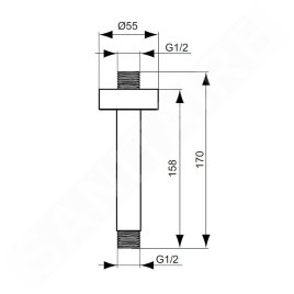 Ideal Standard Idealrain - Bras de douche de plafond 150 mm, noir B9446XG