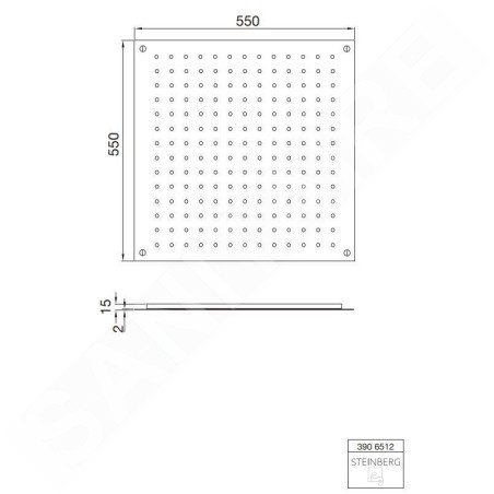 Steinberg 390 - Douche de tête, 550x550 mm, inox 390 6512