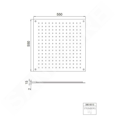 Steinberg 390 - Douche de tête, 550x550 mm, inox brossé 390 6513