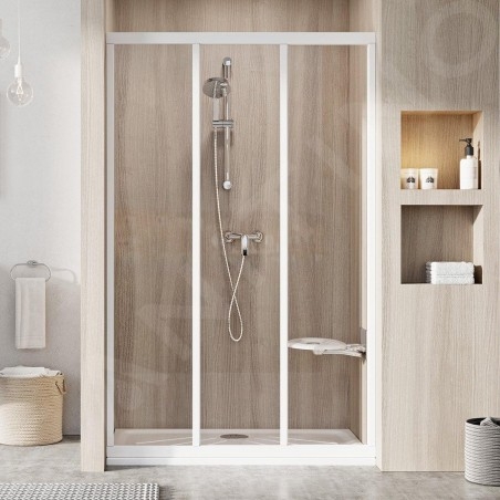 Ravak Supernova - Porte de douche Slim en trois partie ASDP3-110,1070-1110 mm, blanc/verre transparent 00VD01R2Z1