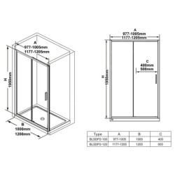 Ravak Blix - Porte de douche Slim BLSDP2-120, 1177-1205 mm, noir/verre transparent X0PMG0300Z1