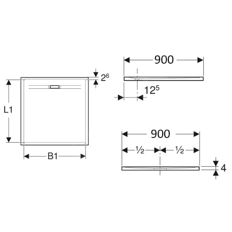 Geberit Sestra - Receveur de douche 900x900 mm, gris 550.260.00.2