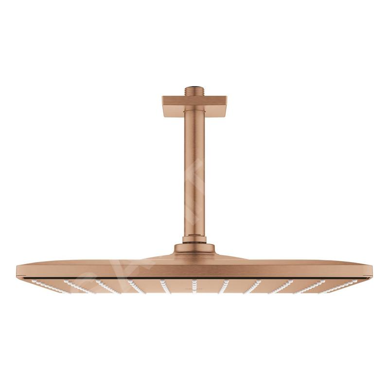 Grohe Rainshower - Douche de tête 310 Mono Cube 9,5l/min, avec bras de douche au plafond, Warm Sunset brossé 26566DL0