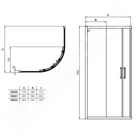 Ideal Standard Connect 2 - Cabine de douche 800x800 mm, silver bright/verre clair K9250EO