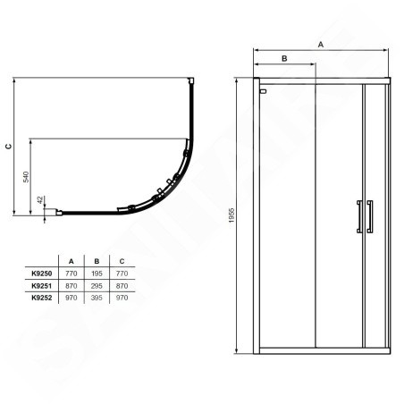 Ideal Standard Connect 2 - Cabine de douche 800x800 mm, silver bright/verre clair K9250EO