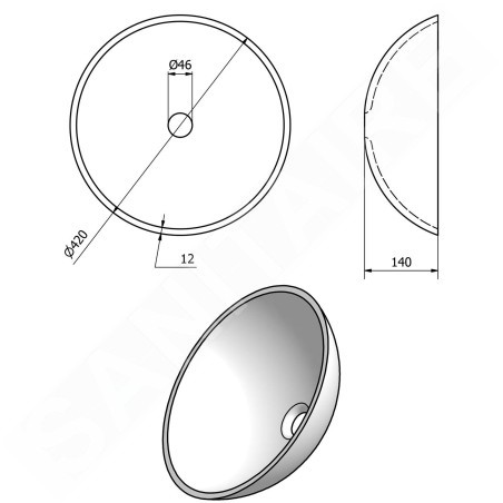 Sapho Beauty - Lavabo en verre ICE, diamètre 420 mm, clair 2501-04