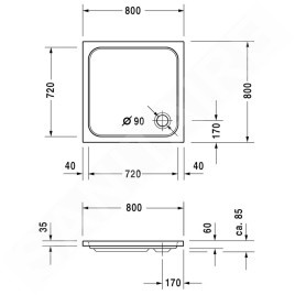 Duravit D-Code - Receveur de douche, 800x800 mm, blanc alpin 720101000000000